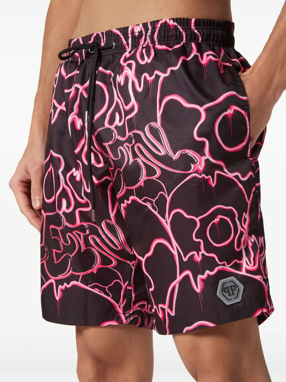 Shop Philipp Plein Skull Swimming Trunks In Black