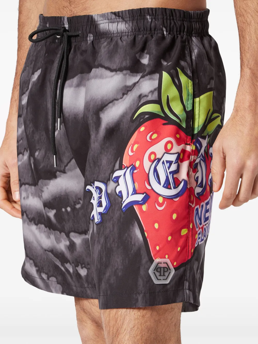 Shop Philipp Plein Tutti Frutti Swim Shorts In Black