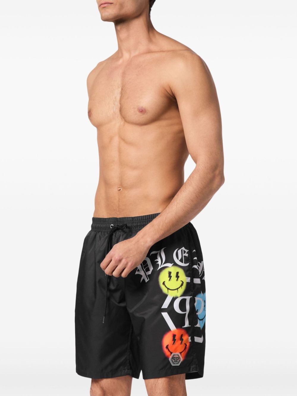 Shop Philipp Plein Logo-print Swim Shorts In Black