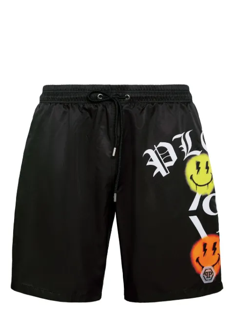 Philipp Plein shorts de playa con logo estampado