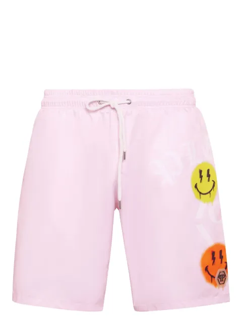 Philipp Plein shorts de playa con logo estampado