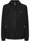 Philipp Plein logo-patch hooded windbreaker - Black