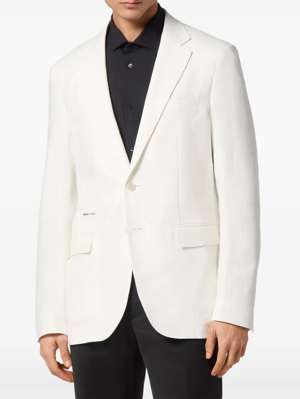 Shop Philipp Plein Notched-lapel Wool Blazer In White