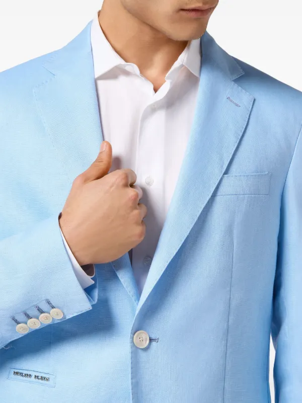 Philipp Plein single breasted Linen Blazer Blue FARFETCH ZA