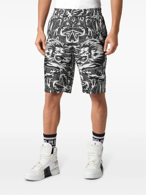 Philipp Plein Tribal Circus シルクショートパンツ | ブラック