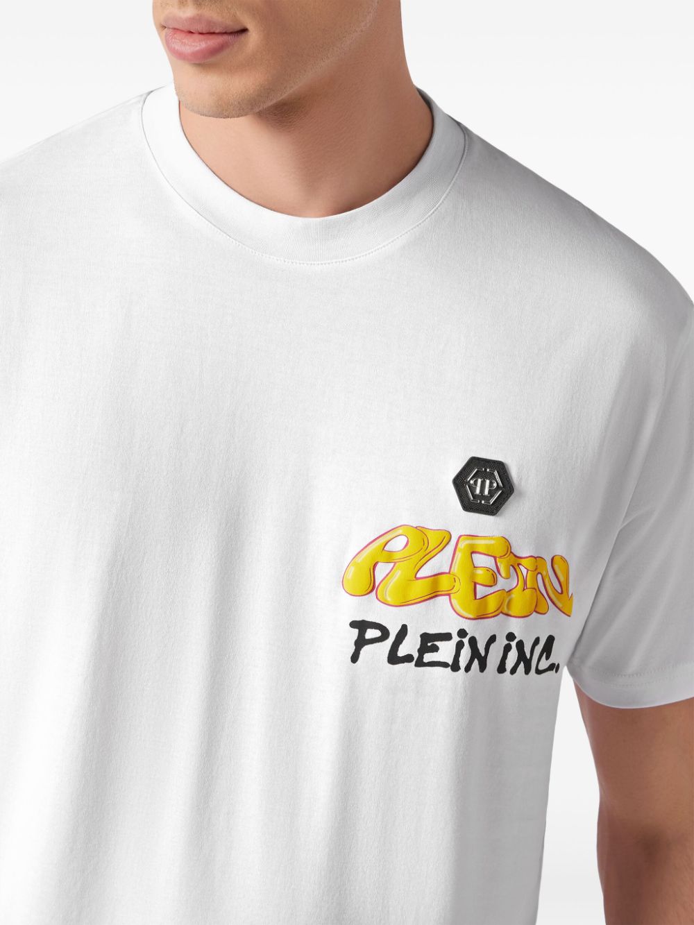Shop Philipp Plein Bombing Graffiti Cotton T-shirt In White