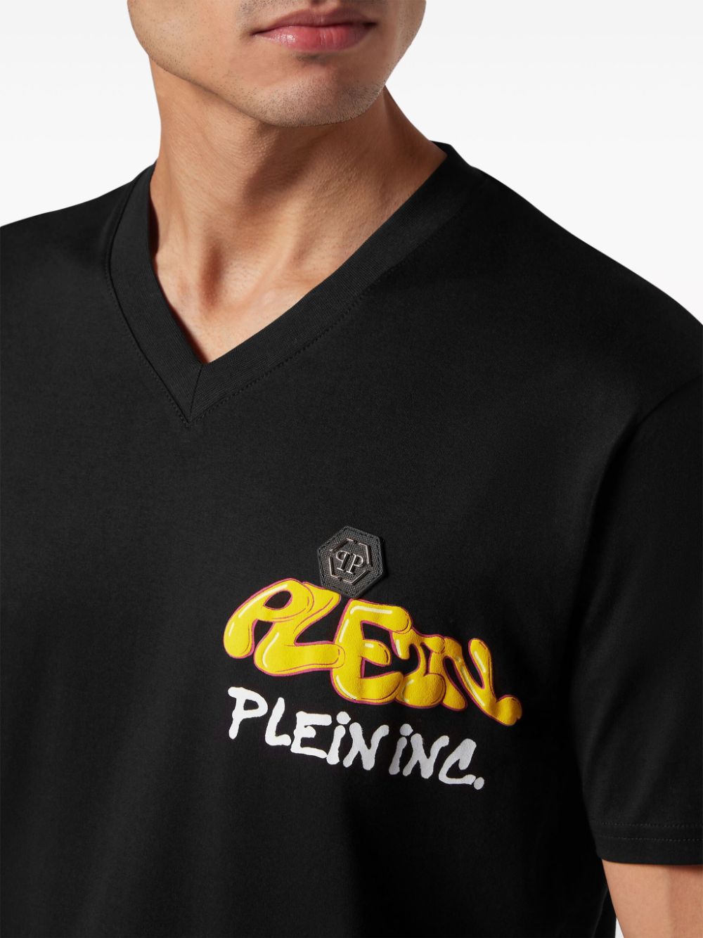 Shop Philipp Plein Logo-print Cotton T-shirt In Black