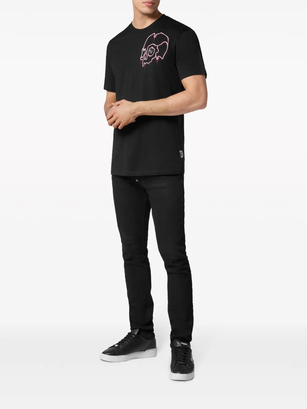 Shop Philipp Plein Dripping Skull Cotton T-shirt In Black