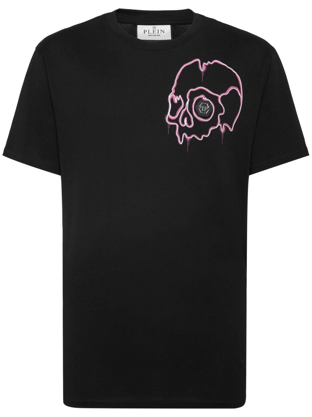 Philipp Plein Dripping Skull Cotton T-shirt In Black