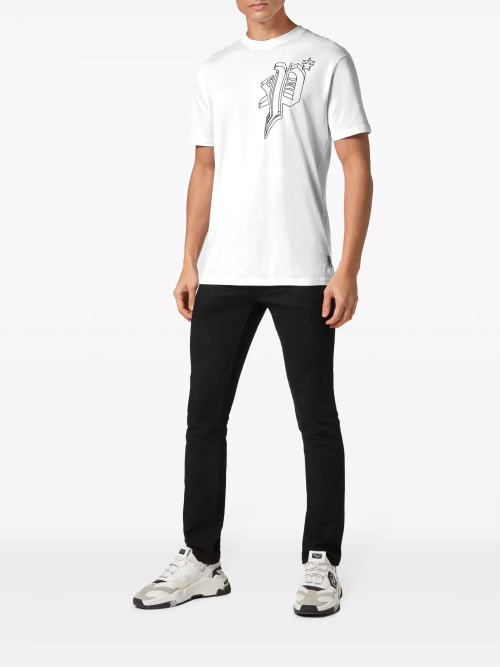 Philipp Plein T-shirt met doodskopprint - Wit