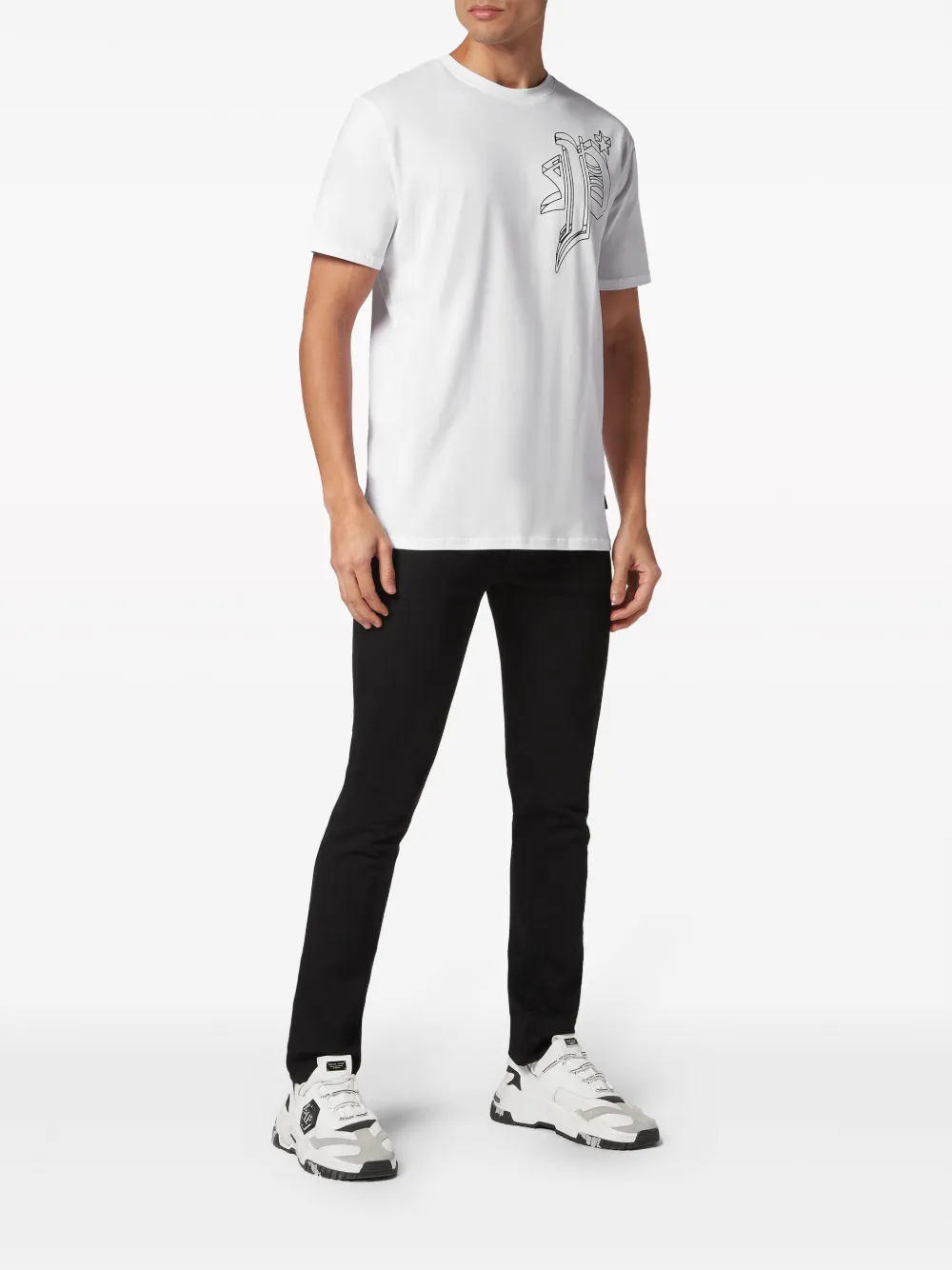 Philipp Plein T-shirt met doodskopprint - Wit