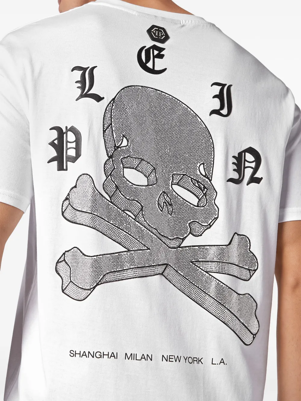 Philipp Plein Skull Logo Cotton T-shirt In White