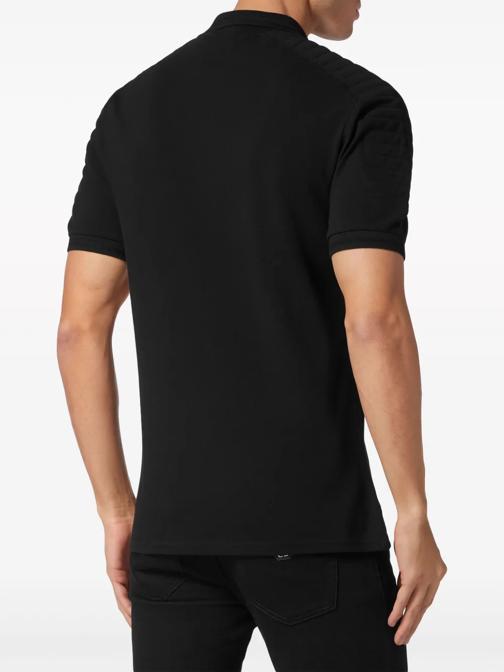 Shop Philipp Plein Logo-appliqué Cotton Polo Shirt In Black