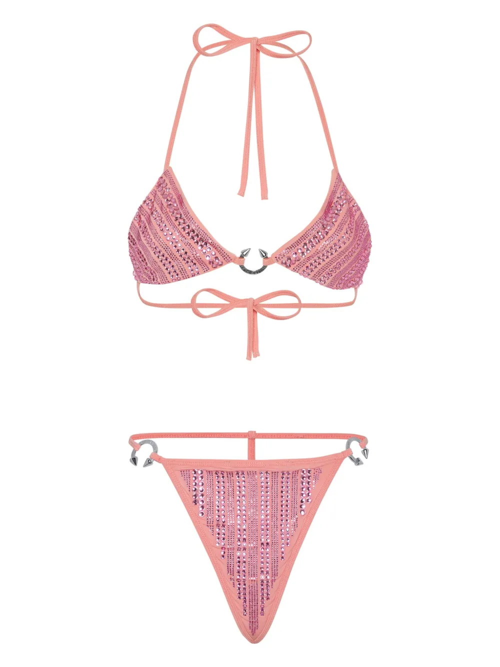 Shop Philipp Plein Crystal-embellished Bikini In Pink