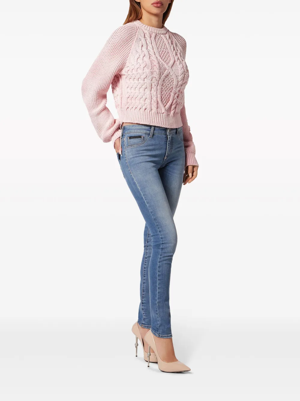 Philipp Plein distressed-effect cotton jumper - Roze