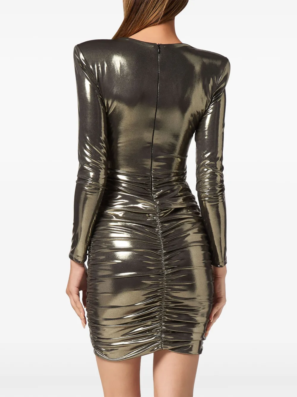 Philipp Plein Maxi-jurk met ruches en lamé-effect Goud