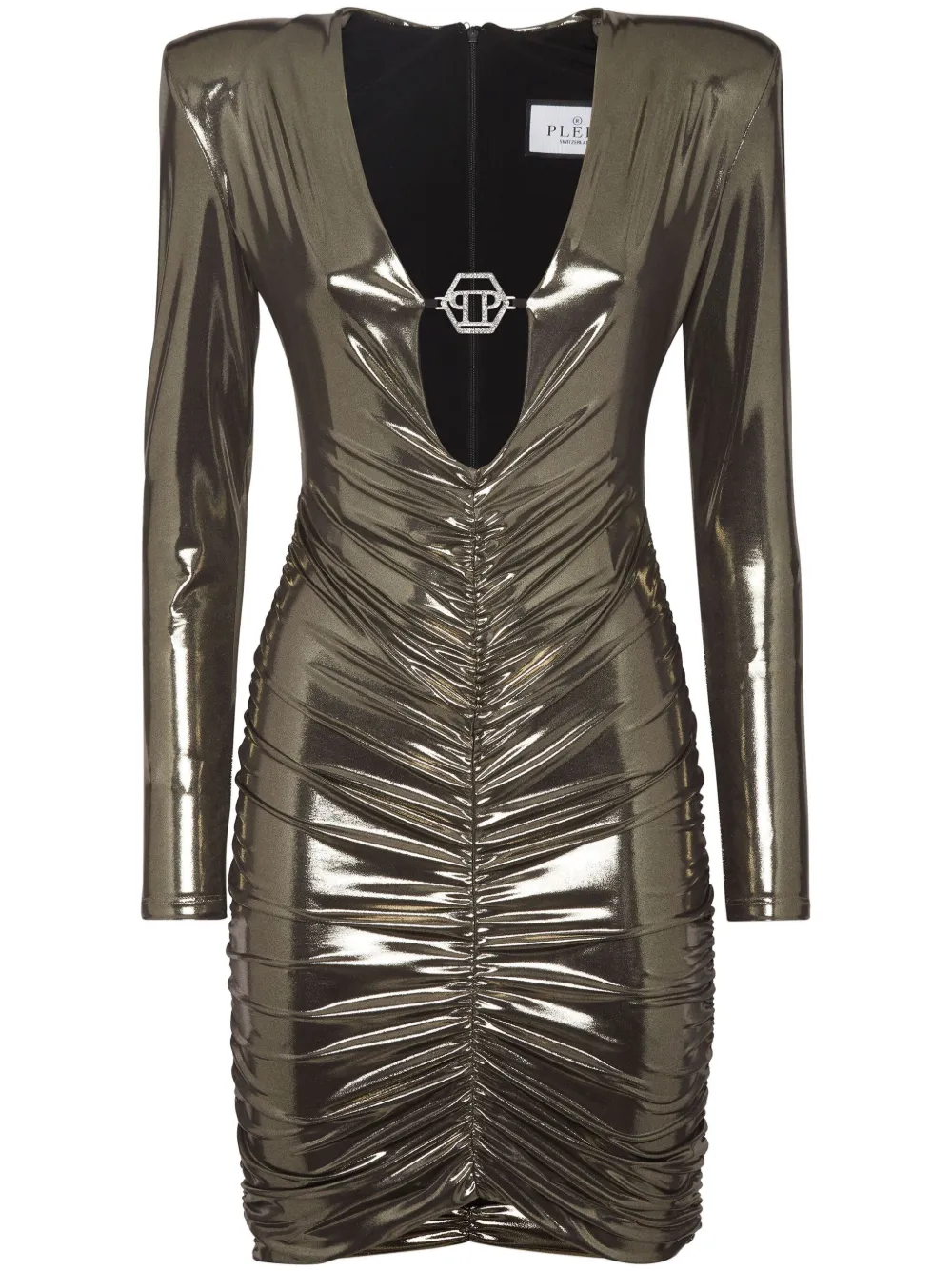 Philipp Plein Maxi-jurk met ruches en lamé-effect Goud