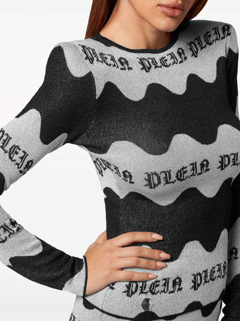 PHILIPP PLEIN WAVE-JACQUARD LONG-SLEEVE TOP 
