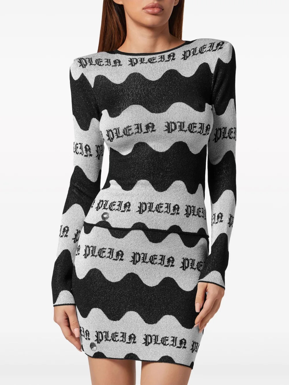 PHILIPP PLEIN WAVE-JACQUARD LONG-SLEEVE TOP 