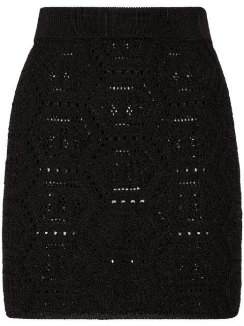 Philipp Plein monogram-pattern knitted miniskirt Women