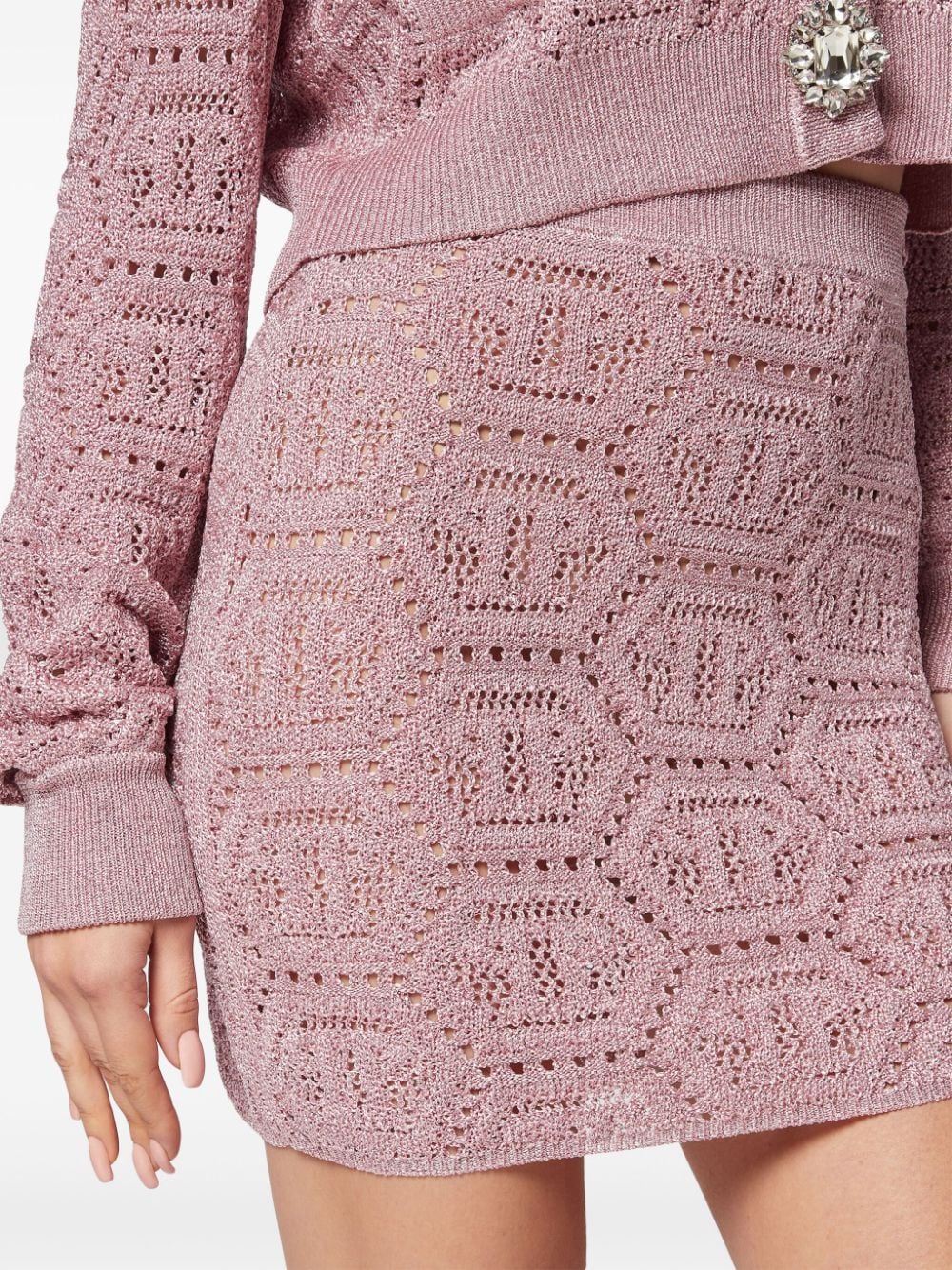 Shop Philipp Plein Monogram-pattern Knitted Miniskirt In Pink