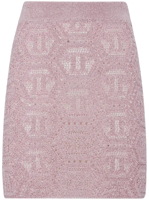 Philipp Plein monogram-pattern knitted miniskirt