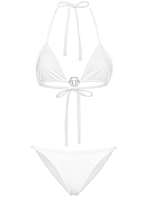 Philipp Plein logo-plaque triangle bikini set