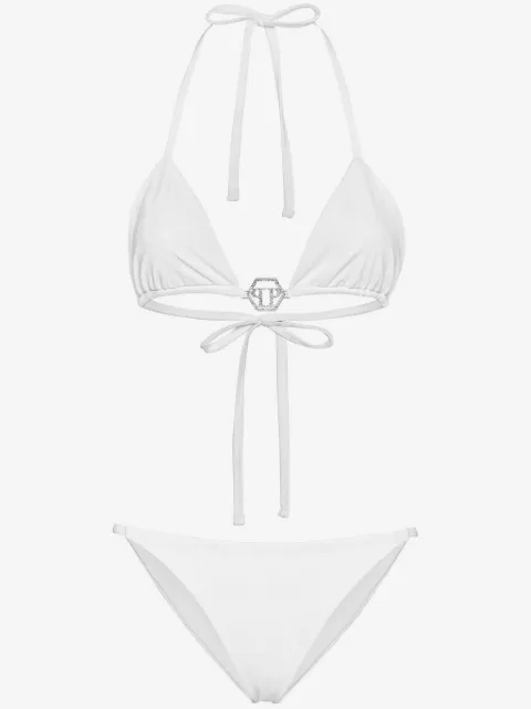Philipp Plein logo-plaque triangle bikini set