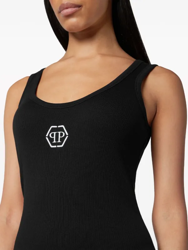 Philipp Plein logo-embroidered Tank Dress | Black | FARFETCH CA