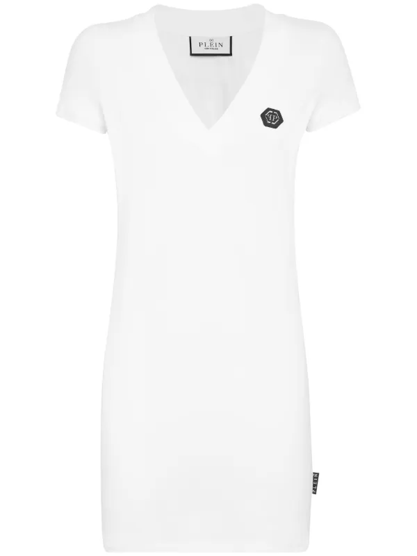 Philipp Plein rhinestone embellished T shirt Dress White FARFETCH AZ