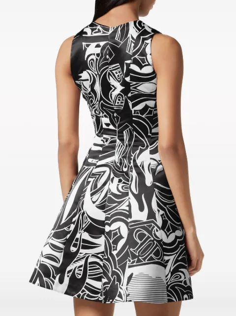 Philipp Plein graphic-print duchesse mini dress PADCWRG2870PTE060N - 2