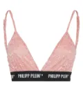 Philipp Plein logo-band lace triangle bra - Pink