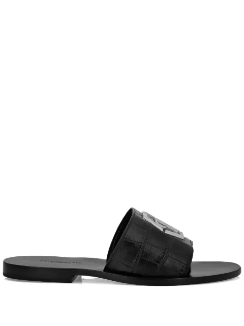 Philipp Plein logo-plaque leather sandals