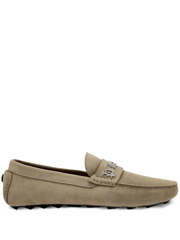 Philipp Plein Gothic Plein suede moccasins - Blue