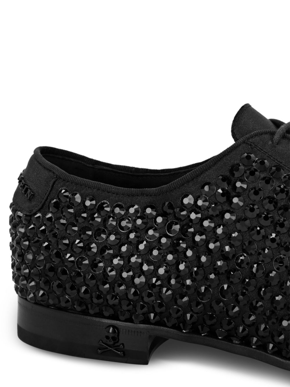 Shop Philipp Plein Crystal-embellished Satin Oxford Shoes In Black