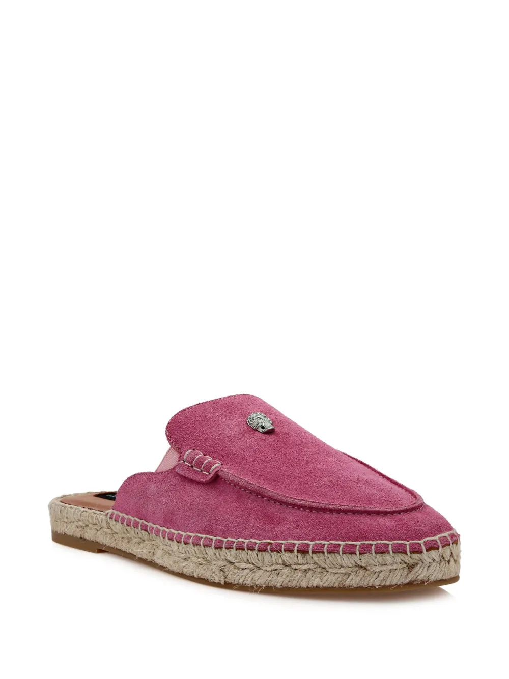 Philipp Plein skull-appliqué suede espadrilles Pink