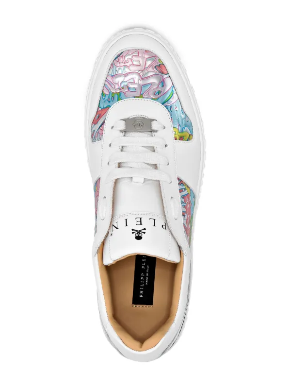 Philipp Plein graffiti-print lace-up Sneakers | White | FARFETCH