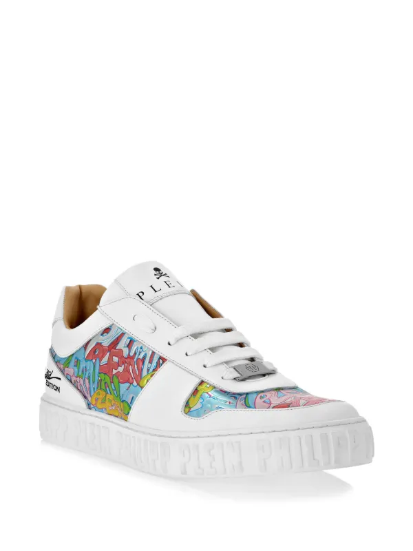 Philipp Plein graffiti-print lace-up Sneakers | White | FARFETCH