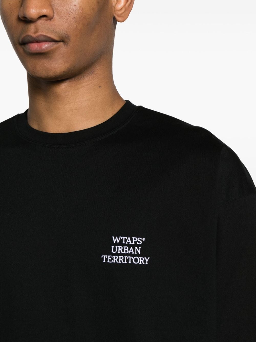Shop Wtaps Logo-embroidered Long-sleeve T-shirt In Black