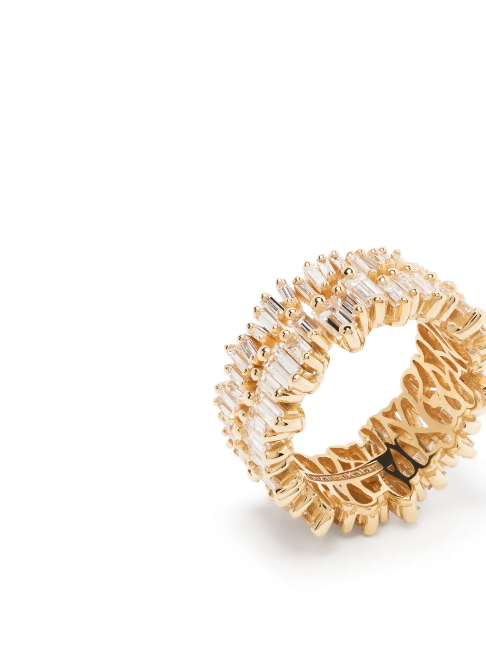 Suzanne Kalan 18kt Yellow Gold Double-row Diamond Eternity Ring In Silver