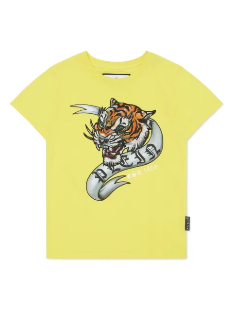 Philipp Plein Junior crystal-embellished tiger T-shirt