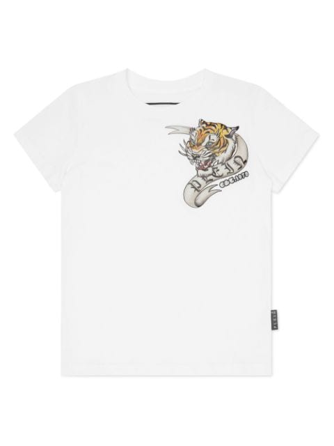 Philipp Plein Junior t-shirt en coton à imprimé tigre