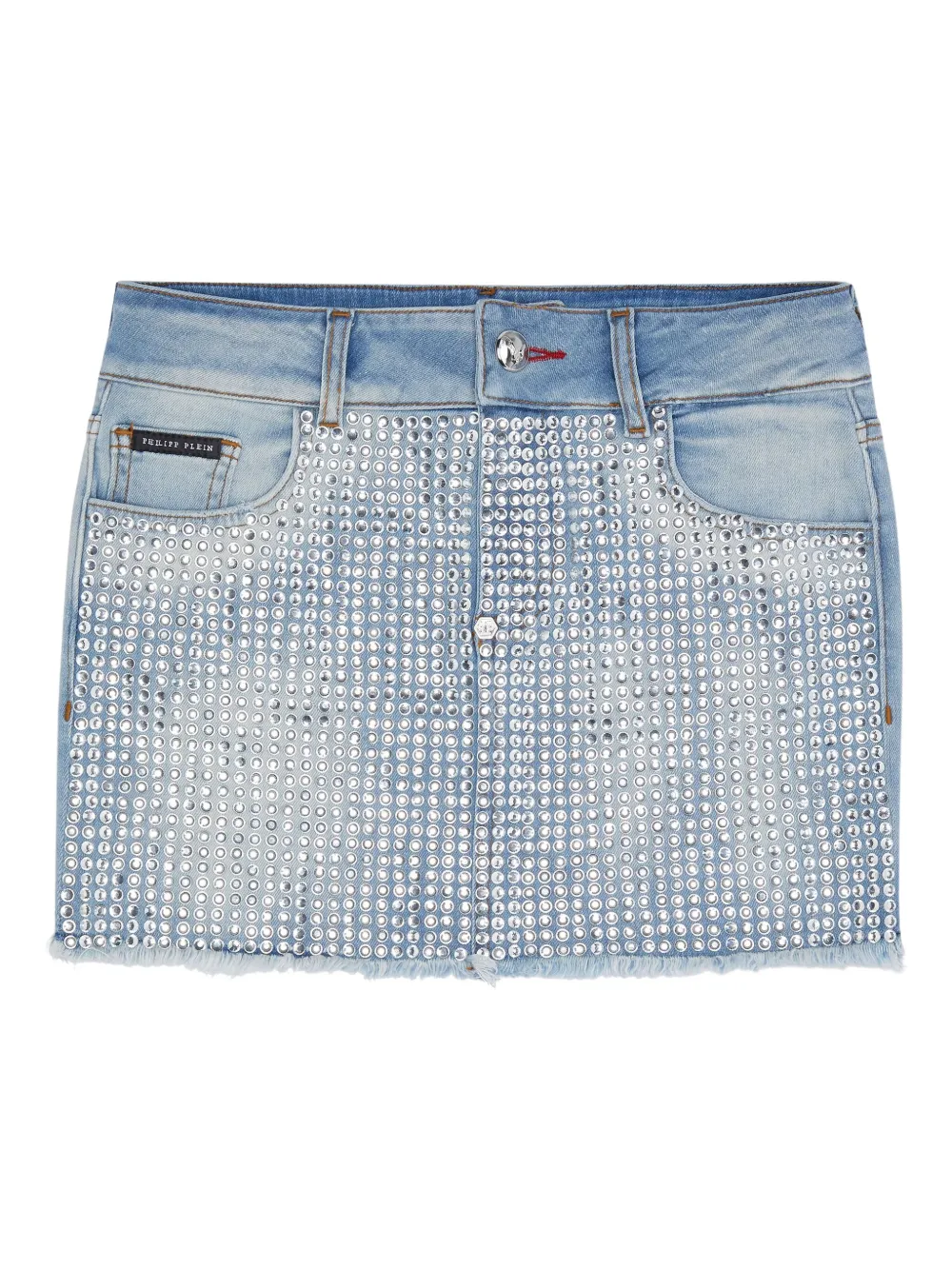 Philipp Plein Junior Gonna denim con decorazione - Blu