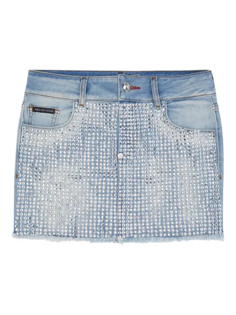 Philipp Plein Junior falda de mezclilla con detalles de cristal