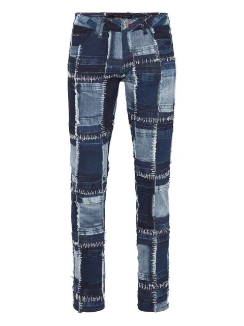 Philipp Plein patchwork topstitching denim jeans 