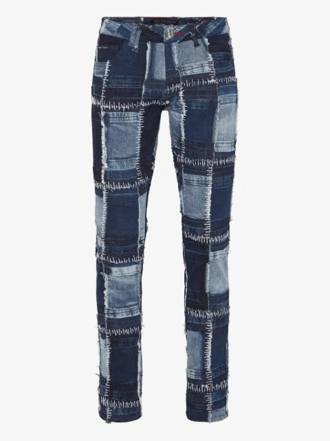 Philipp Plein patchwork topstitching denim jeans 