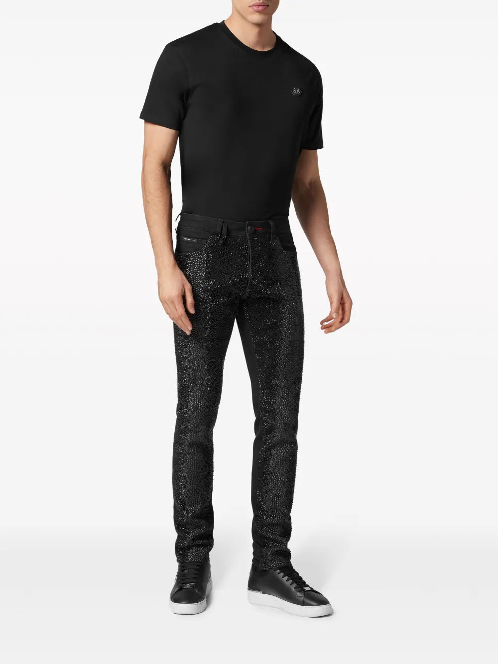 Philipp Plein Jeans verfraaid met kristallen - Zwart