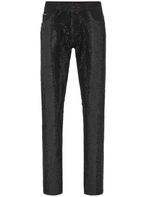 Philipp Plein slim-legged crystal-embellished jeans Men