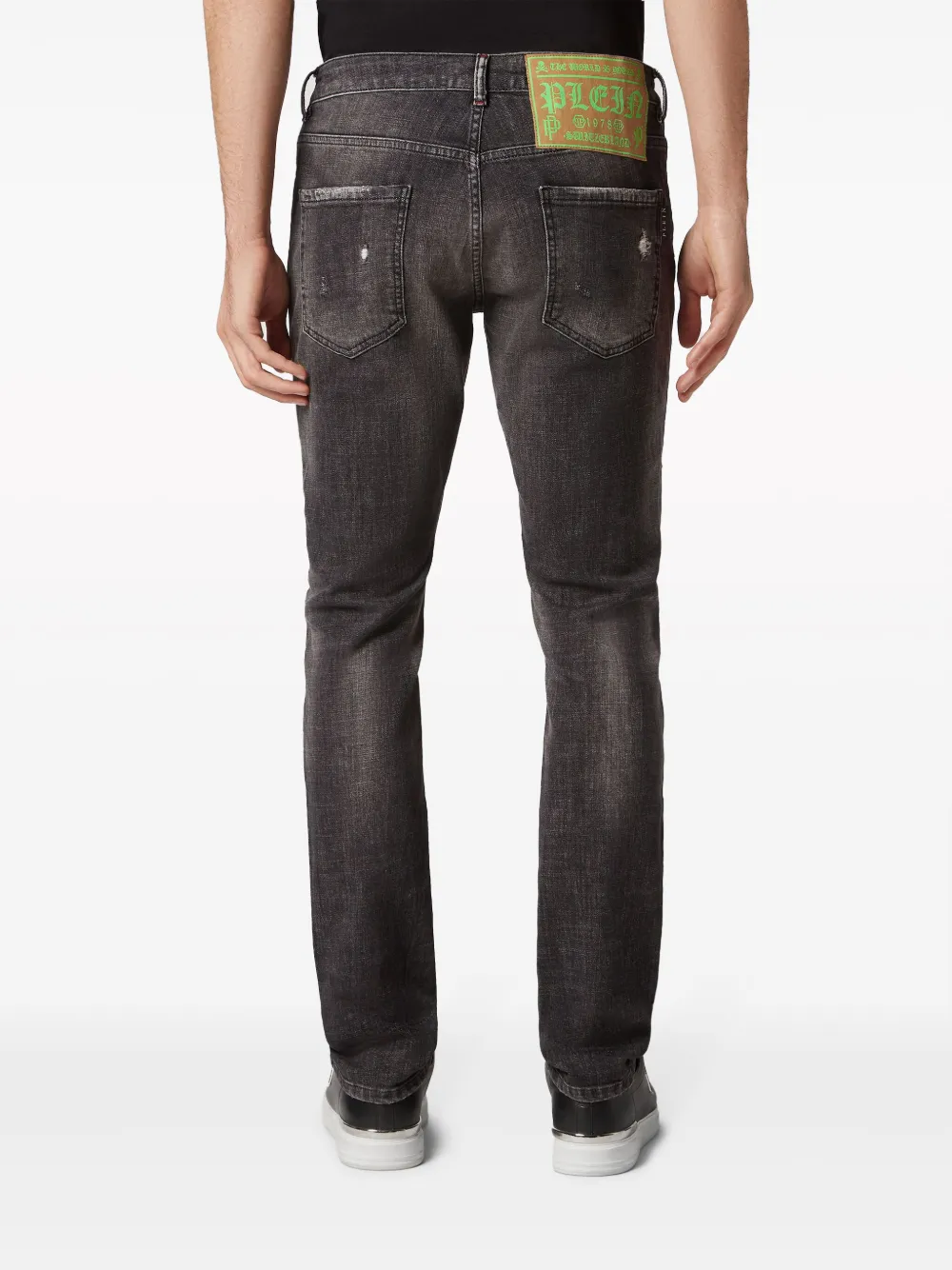 Shop Philipp Plein Lion Circus Straight-legged Jeans In Grey