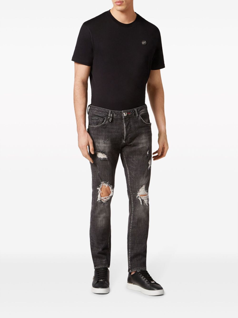 Philipp Plein Lion Circus Skinny-cut Jeans In Grey